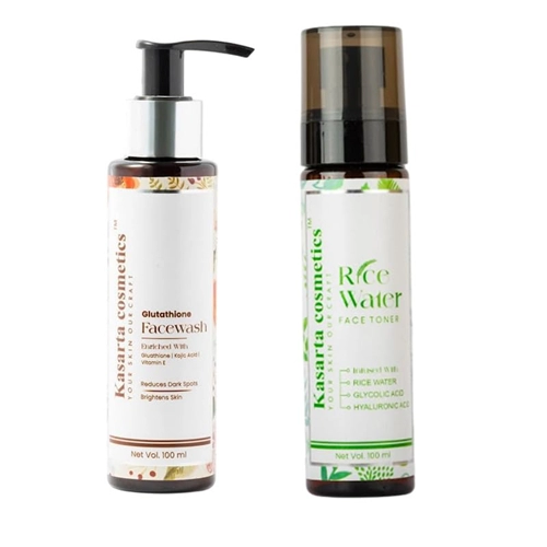 Glutathione Facewash and Rice Water Face Toner Combo Set